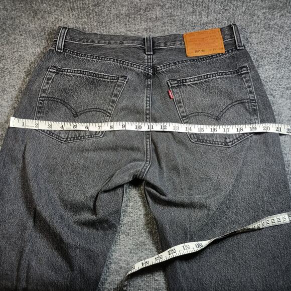 Levis 501 54 Deconstructed Jeans Men 33x32 Black Distressed Taper Button Fly - Picture 8 of 16